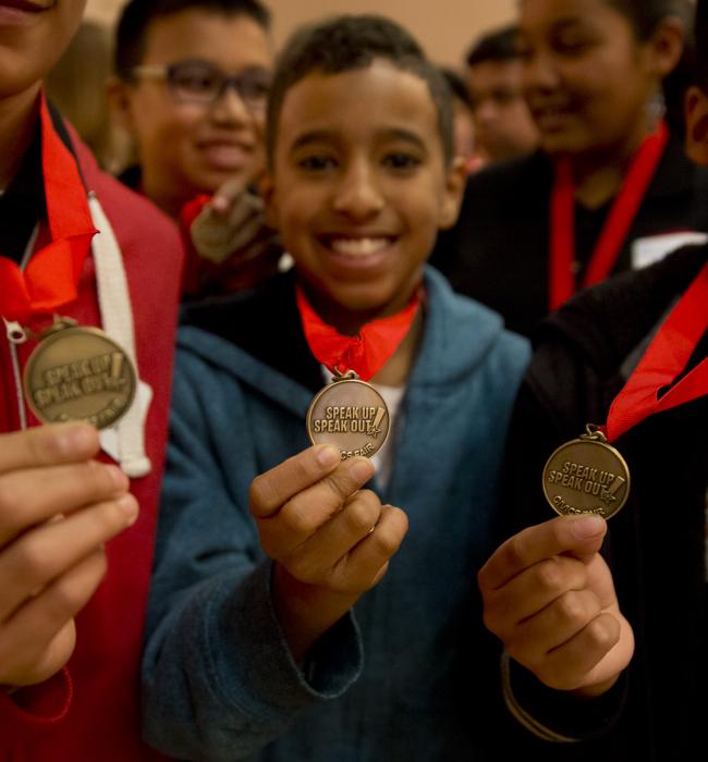 children with medals