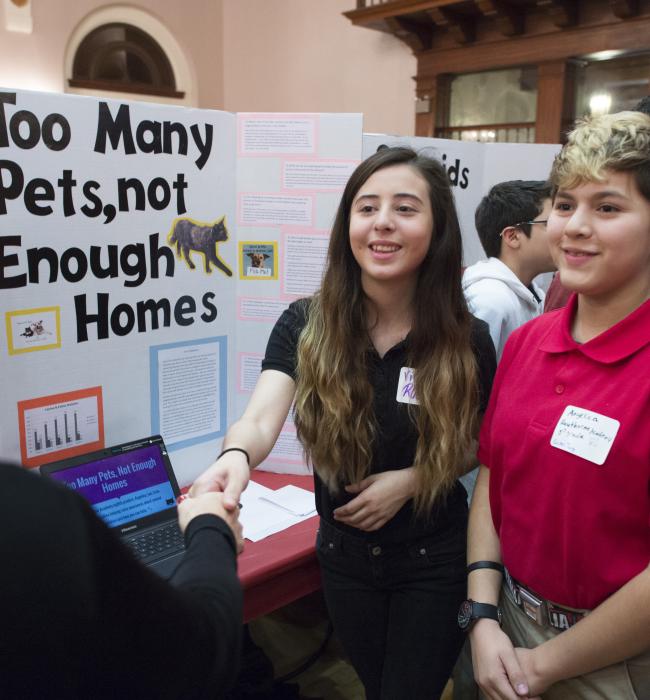 students at fair