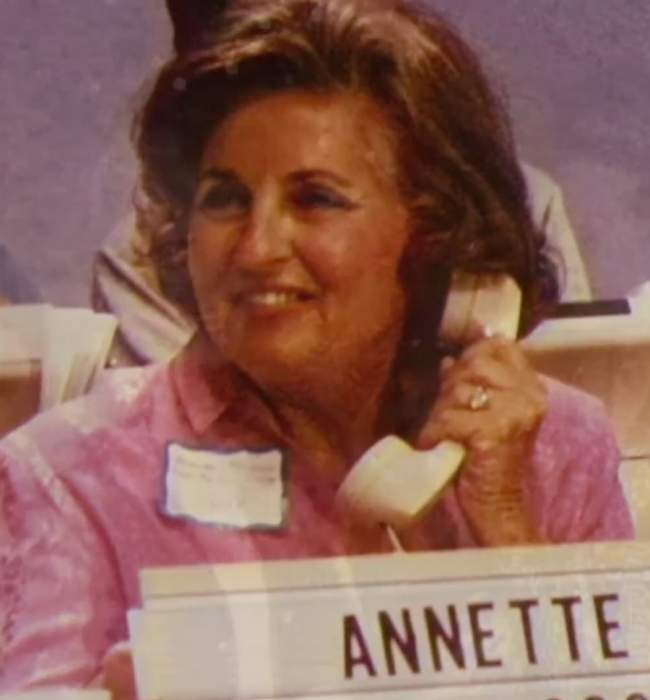 Annette Strauss at a phone drive