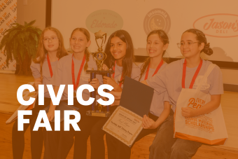 Civics Fair on orange overlay.